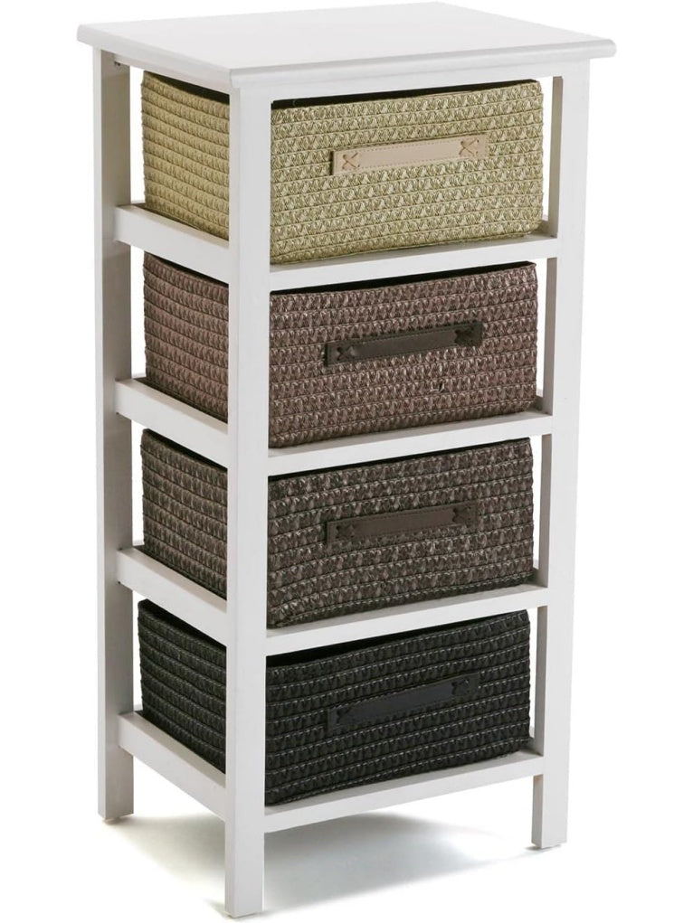 Compact bathroom chest of drawers with four drawers and wooden frame, brown
