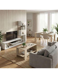 3-Piece Living Room Set, TV Stand, Coffee Table, and Dining Table, Sonoma Oak Finish