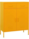 Armario Metálico de Almacenamiento 80 x 35 x 101,5 cm, Estantería Multifunción para Hogar u Oficina, Color Amarillo Mostaza