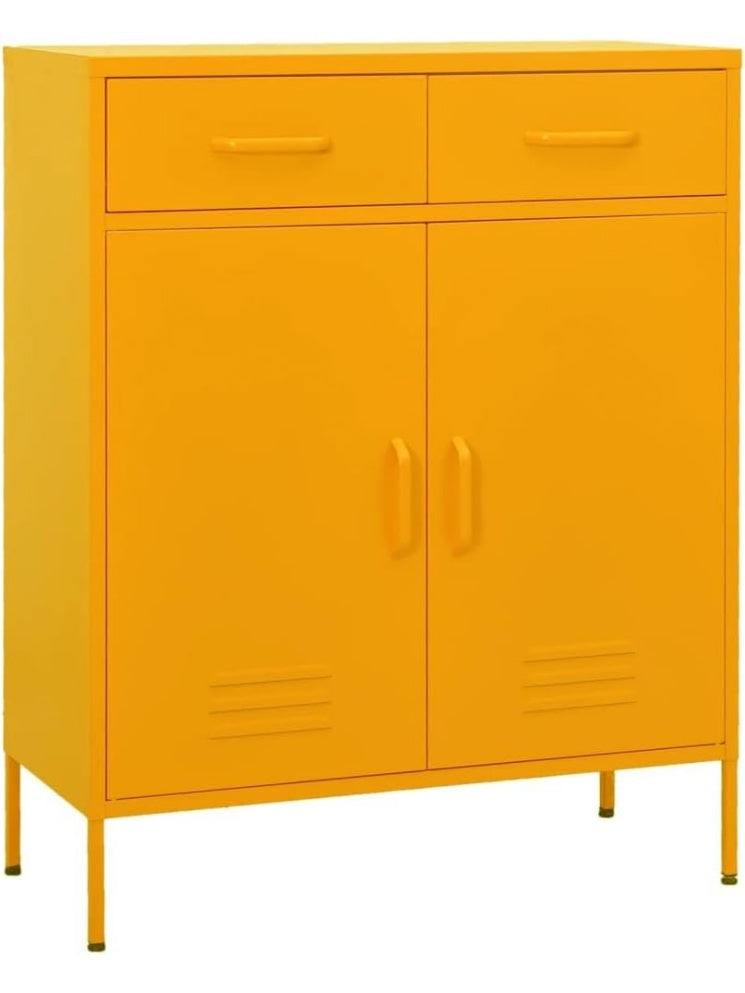 Armario Metálico de Almacenamiento 80 x 35 x 101,5 cm, Estantería Multifunción para Hogar u Oficina, Color Amarillo Mostaza