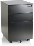 Metal Filing Cabinet with Wheels and 3 Drawers, Office Filing Cabinet with Combination Lock, Black