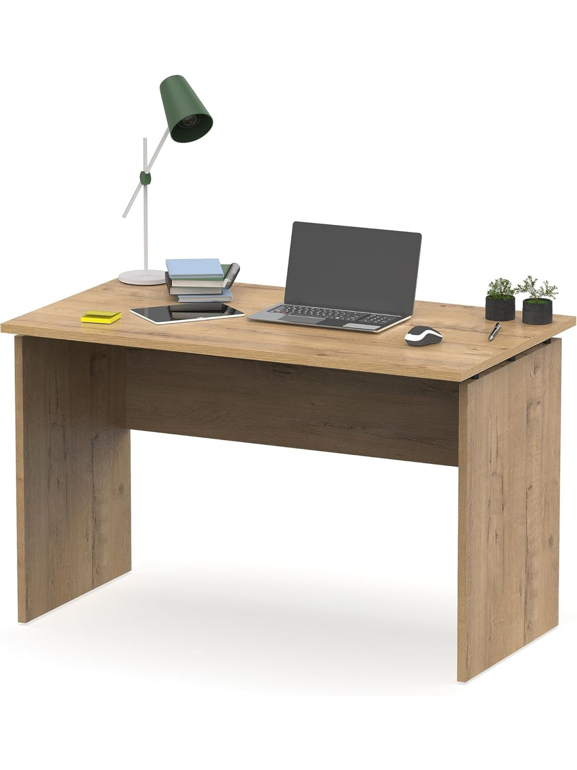 Modern study desk with Gold oak top for office or remote work