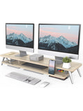 Elevador de monitor de madera y metal con soporte integrado para móvil, tableta y bolígrafos