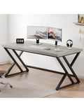 140cm Industrial Desk with Storage, Wood and Metal Computer Table for Office, Bedroom, or Study, Grey Oak