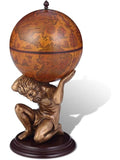 Botellero Globo Bar con Diseño de Atlas, Mueble para Vinos y Licores, 42 x 42 x 85 cm