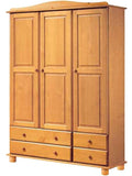 Bedroom Wardrobe, 130 x 197 x 52 cm with 3 Doors and 4 Storage Drawers