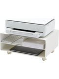 Soporte metálico para impresora con estante inferior, diseño compacto en color blanco, 48 x 37 x 19 cm