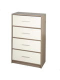 Multi-functional Dresser with 4 Fabric Drawers, Wooden Frame, Grey and White, 58 x 30 x 91 cm