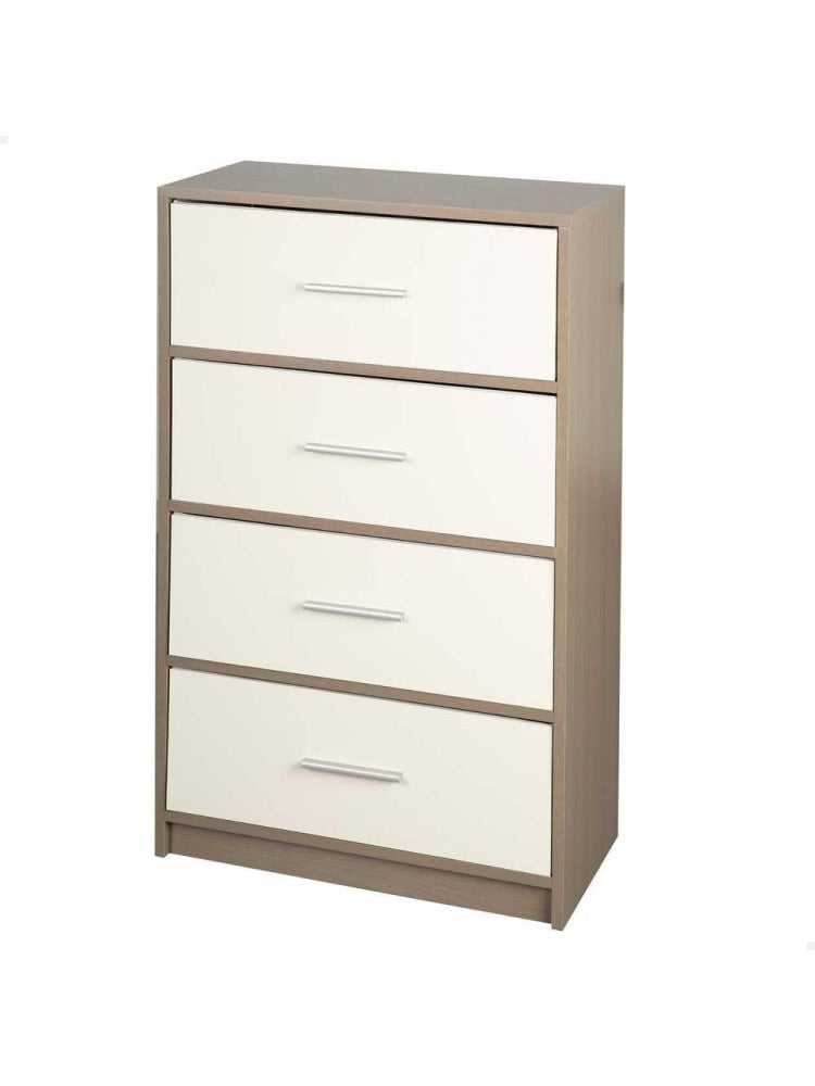Multi-functional Dresser with 4 Fabric Drawers, Wooden Frame, Grey and White, 58 x 30 x 91 cm