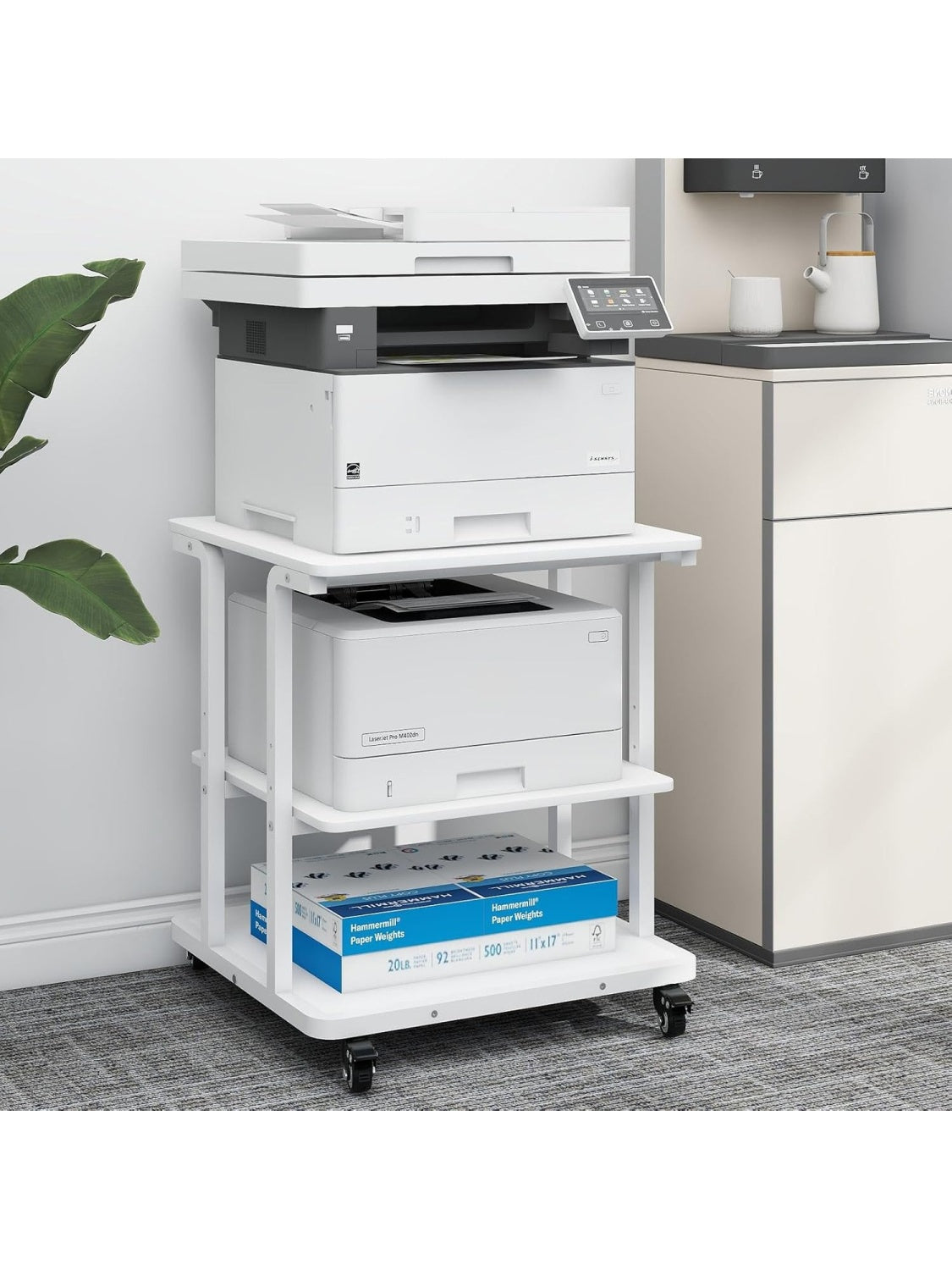Three-Tier Printer Cart with Open Shelves for Office