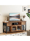 140 cm Industrial TV Table, Entertainment Center with Two Cabinets, Ideal for 45-55 Inch Televisions