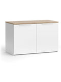 Compact two-door sideboard in white and Sonoma oak to organize clothes and home accessories