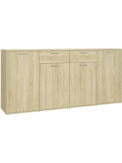 Multifunctional Sideboard with 4 Doors and 2 Drawers, Sonoma Oak Finish, 160 x 36 x 75 cm