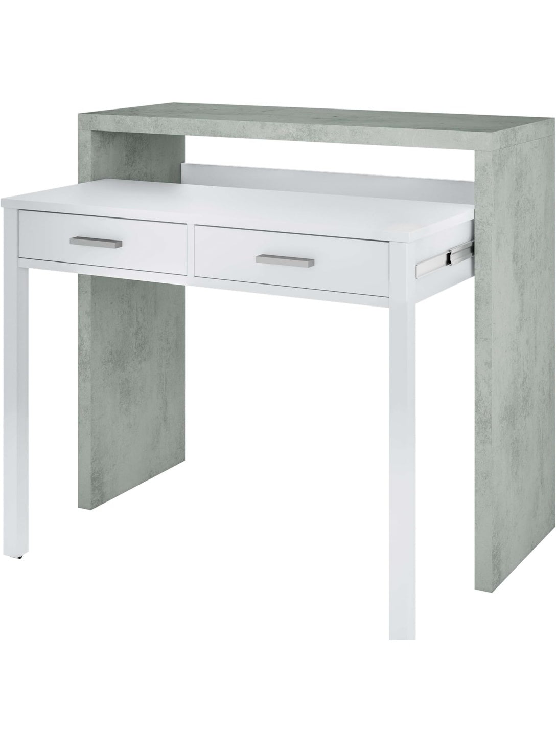 Extensible desk that converts into a console for home office, Artik White