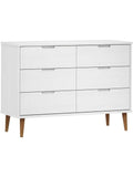 Cómoda de Madera Maciza de Pino con Cajones, Mueble Auxiliar para Salón, Dormitorio o Recibidor, Acabado Blanco